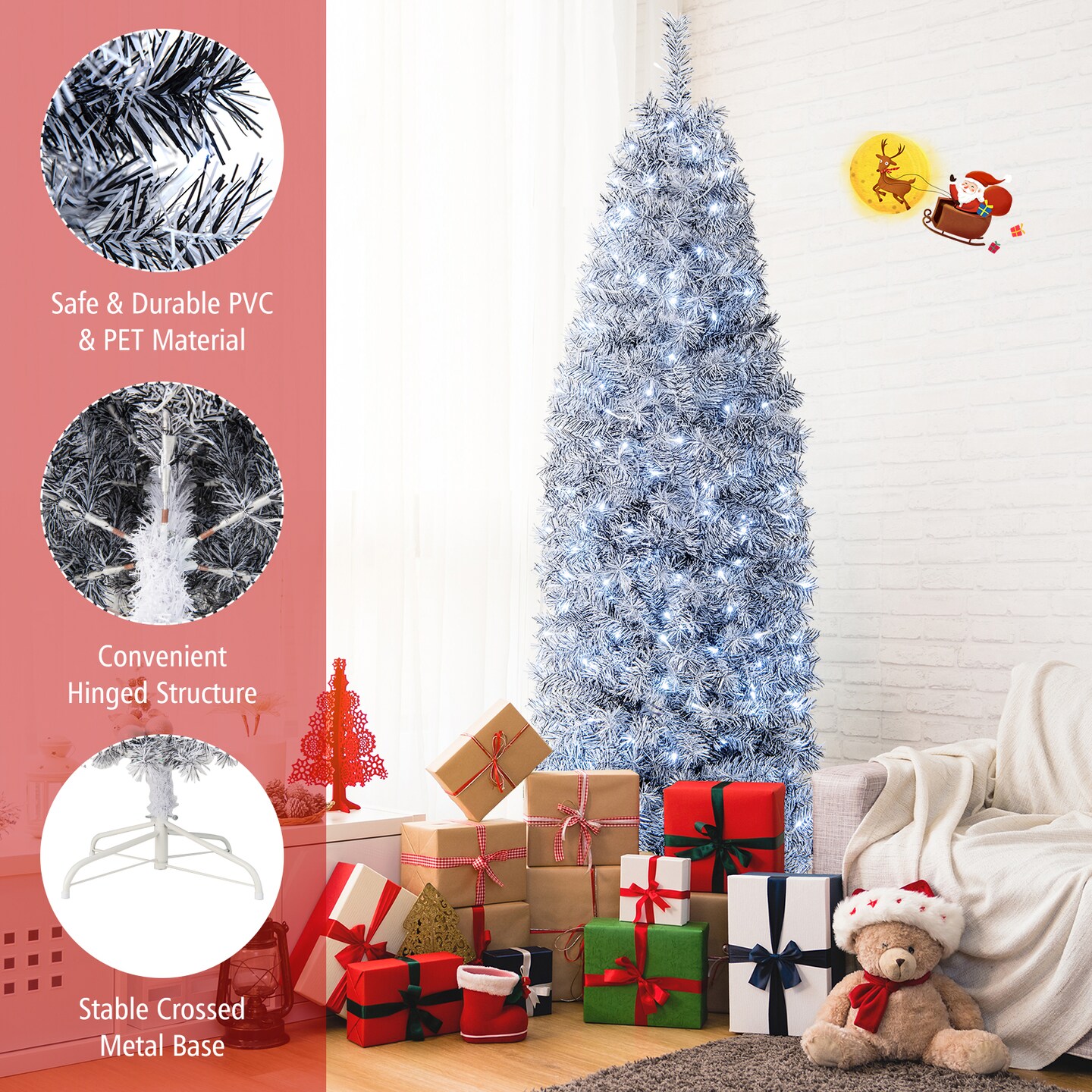 Pre-Lit Artificial Christmas Tree with 250 Cool-LED Lights