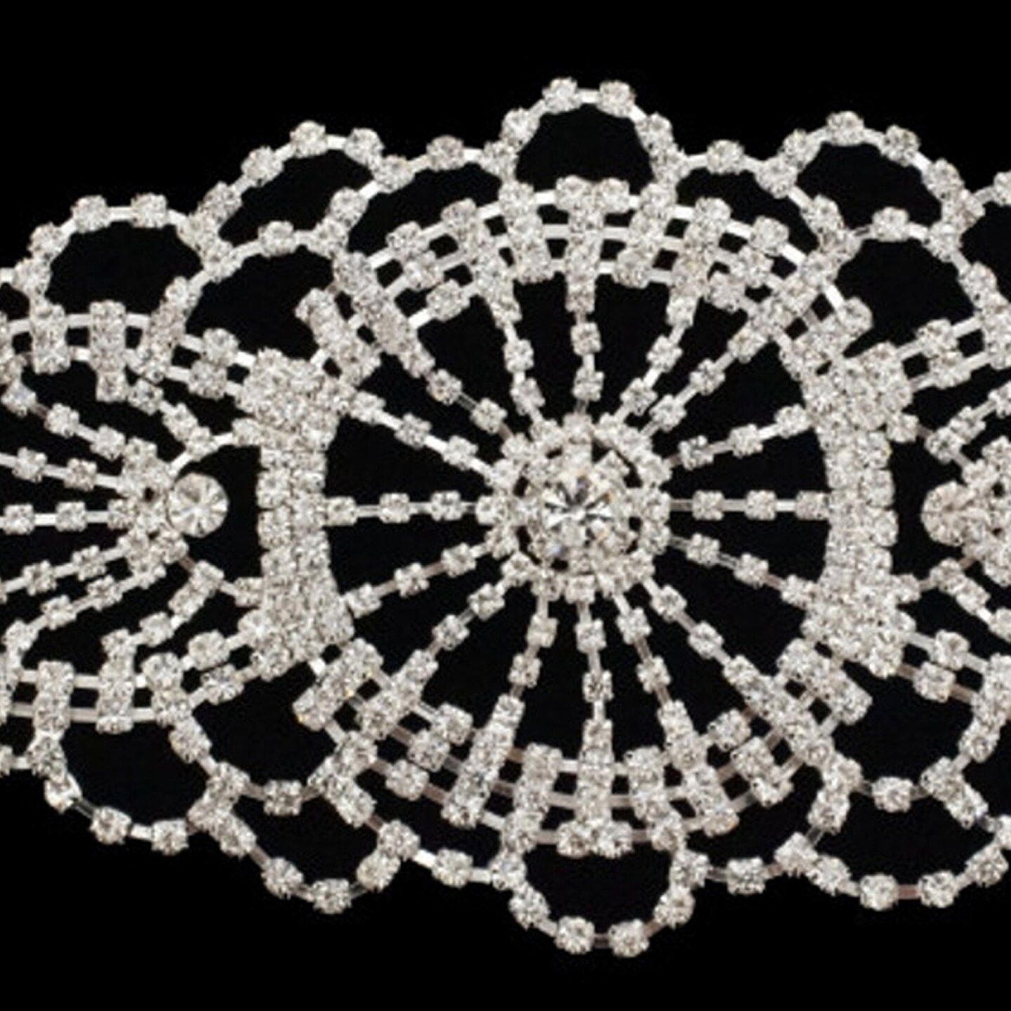 Silver Crystal Rhinestone Collar Bridal Trim 1 Applique