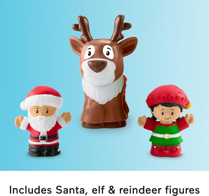 Little People Toddler Toy Musical Christmas Train with Santa Elf & Reindeer Figures for Pretend Play Kids Ages 1+ Years