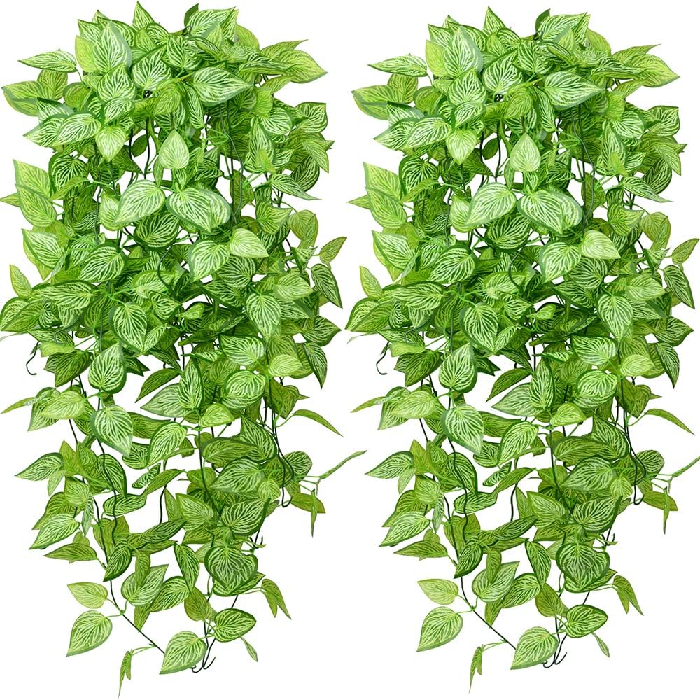 2 pcs Artificial Plants Outdoor UV Resistant Plastic Plants (Green)