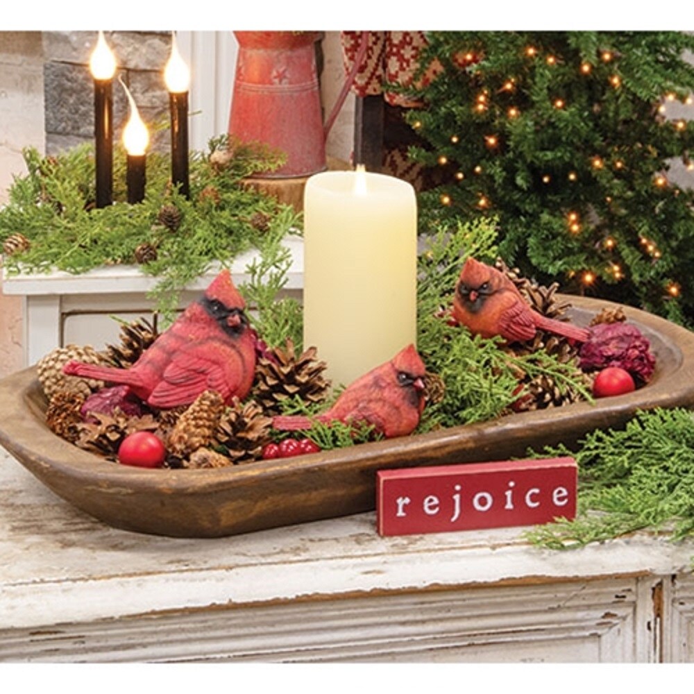 Red Resin Cardinal Decorations Bird Poses for Table Centerpieces or Mantel Display 4 Asst.