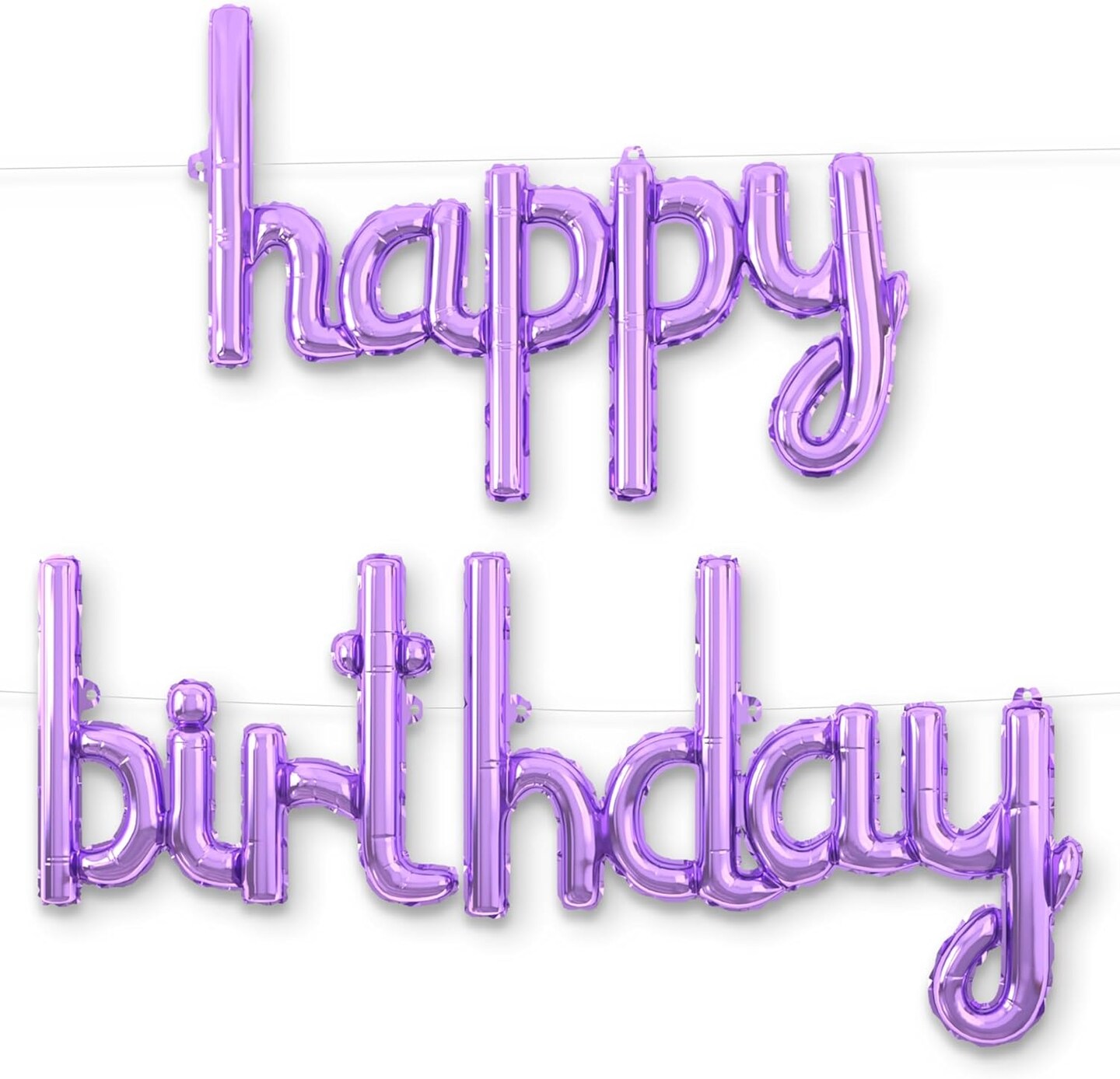 Happy Birthday Balloon – 18” Purple Mylar Cursive Foil Letter Banner, Elegant Party Decorations for Men & Women (Purple)