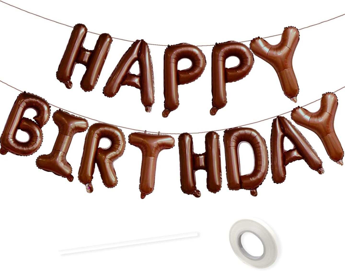16 Inch Happy Birthday Balloon, Brown Happy Birthday Balloons Banner Aluminum Foil Letters Balloons for Birthday Party Decorations Supplies | Brown