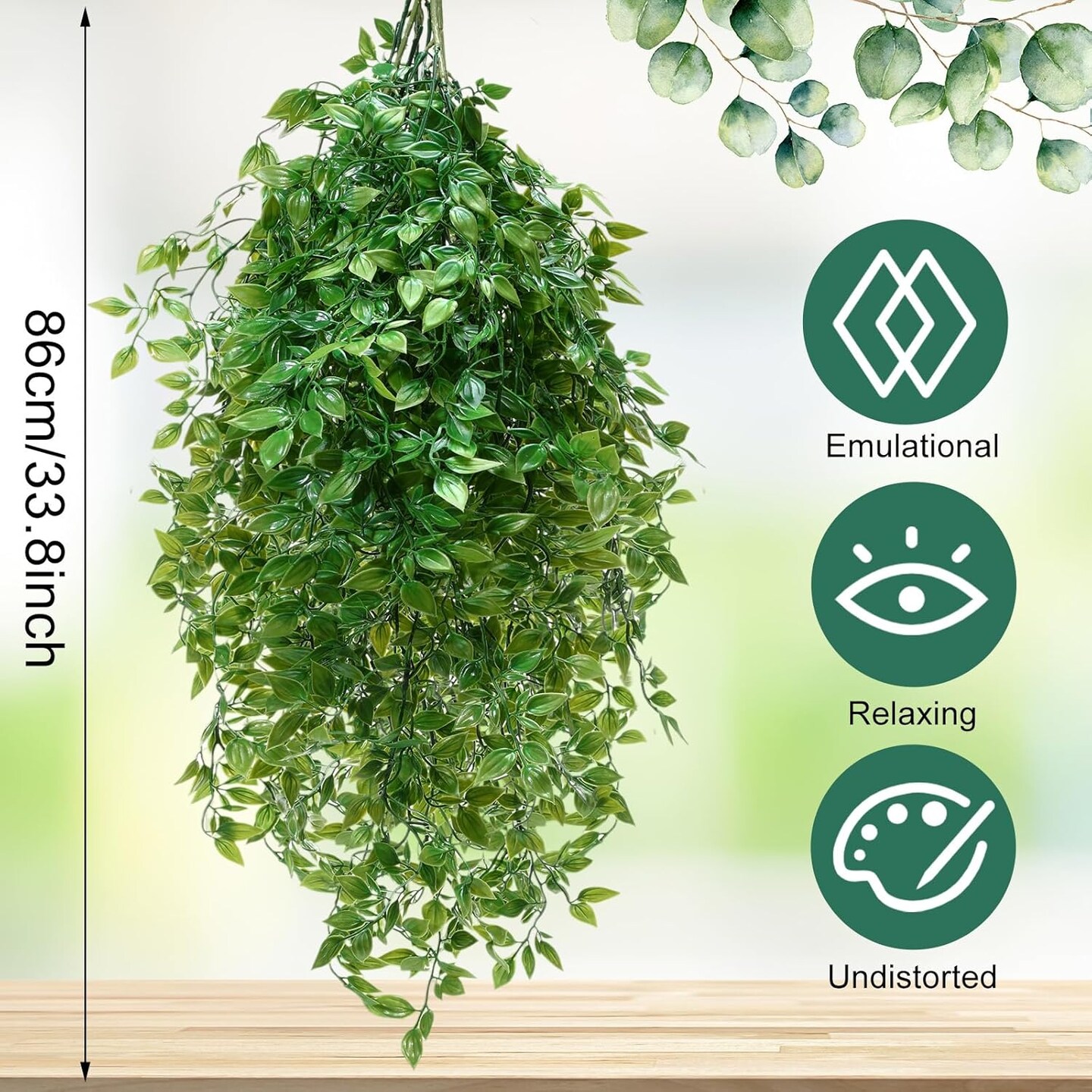 12 Pcs Artificial Hanging Plants 32 Inch Fake Ivy Vines with Fake Leaves Patio Artificial Plants Greenery for Living Room Indoor Outdoor Wall, No Basket (Vine)