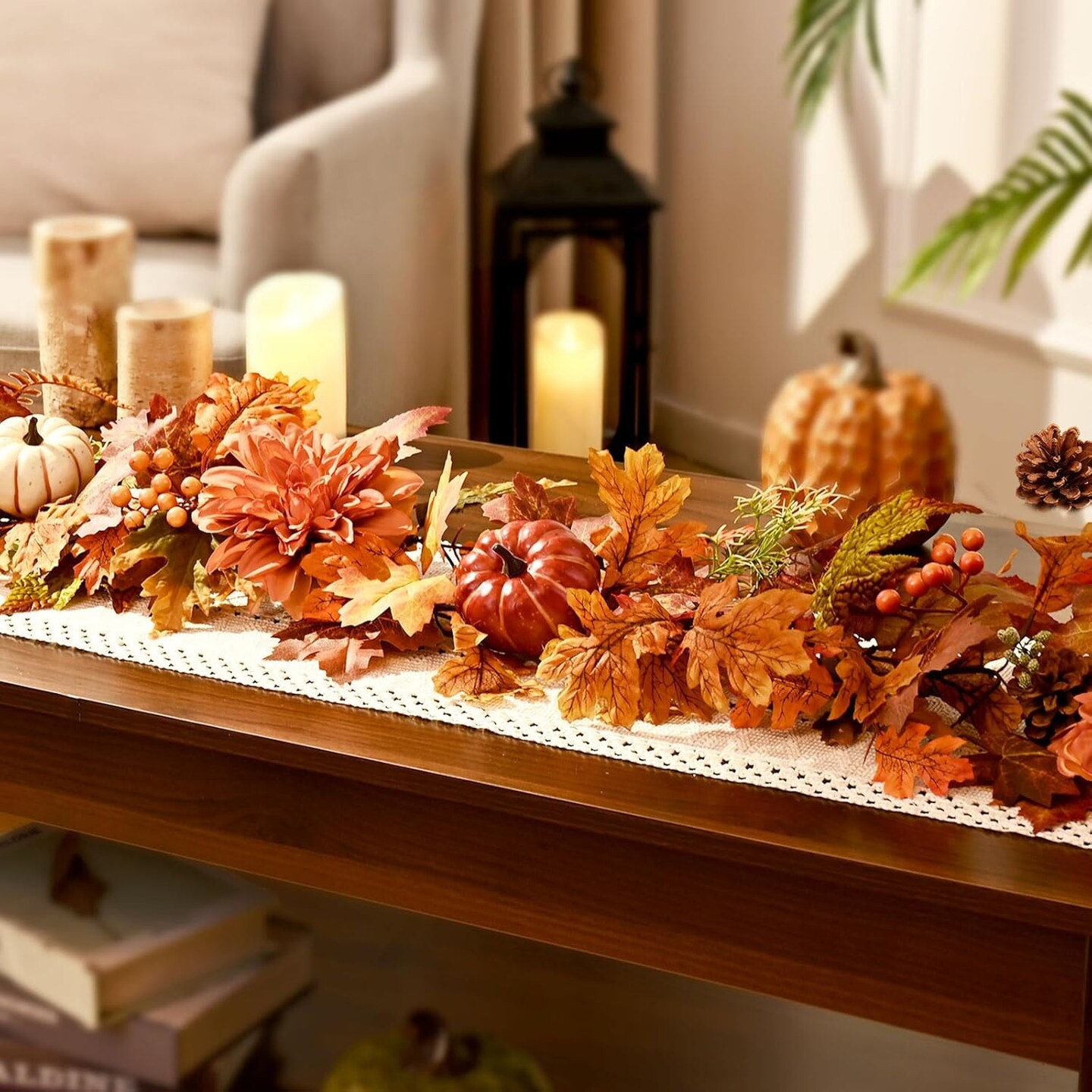 6 FT Fall Garland with Lights