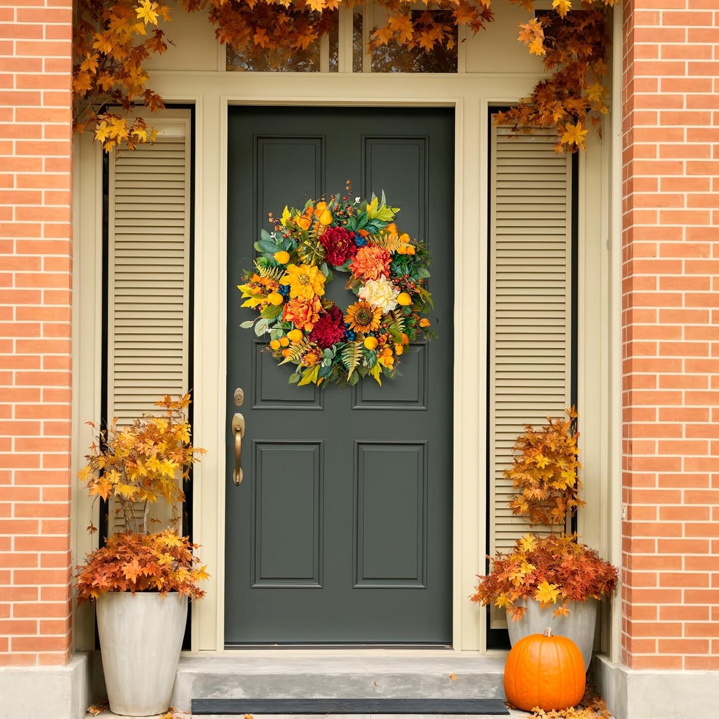 Fall Wreaths for Front Door&#x2013; Autumn Harvest Wreath