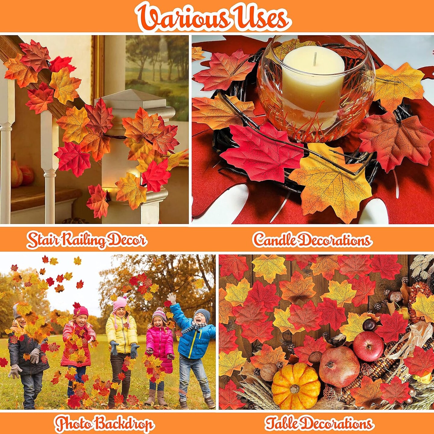 1100PCS Fall Artificial Maple Leaves Table Decor