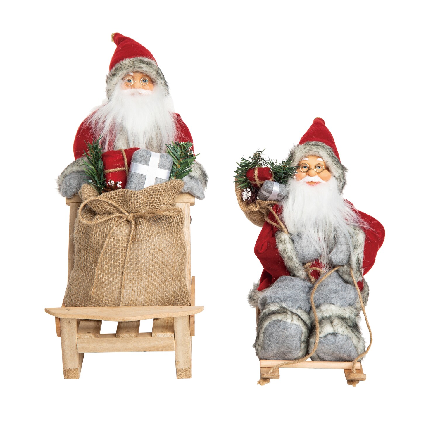 Fair Isle Grey Santa Decor Set of 2 Christmas Decorations | Michaels