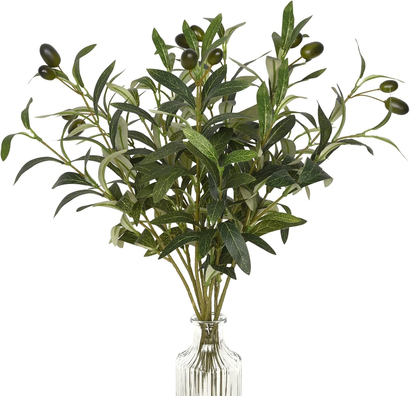 18" Faux Olive Branches with Lifelike Olives – Artificial Greenery for Vases & Centerpieces