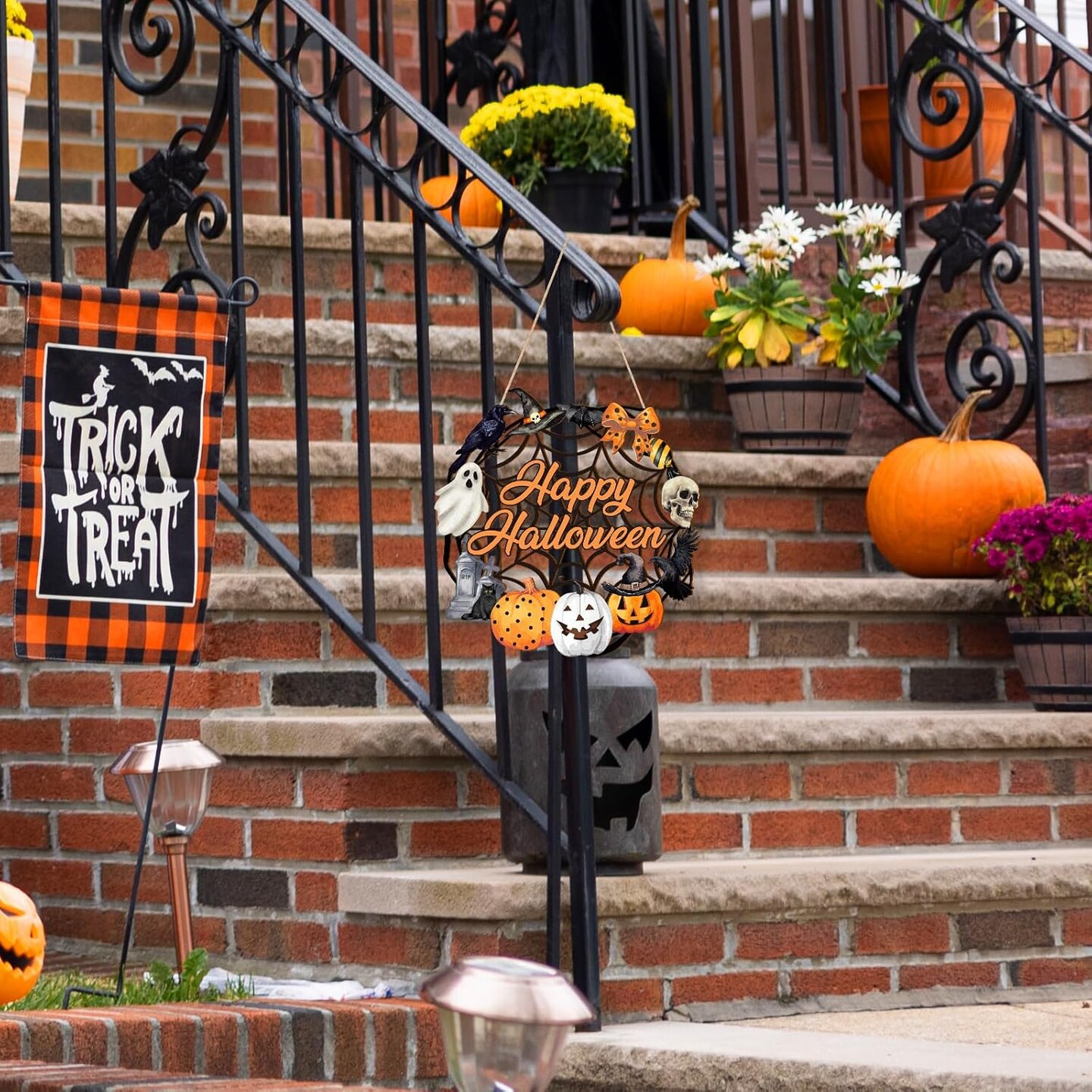 Halloween Decoration Wooden Ghost Door Wreath