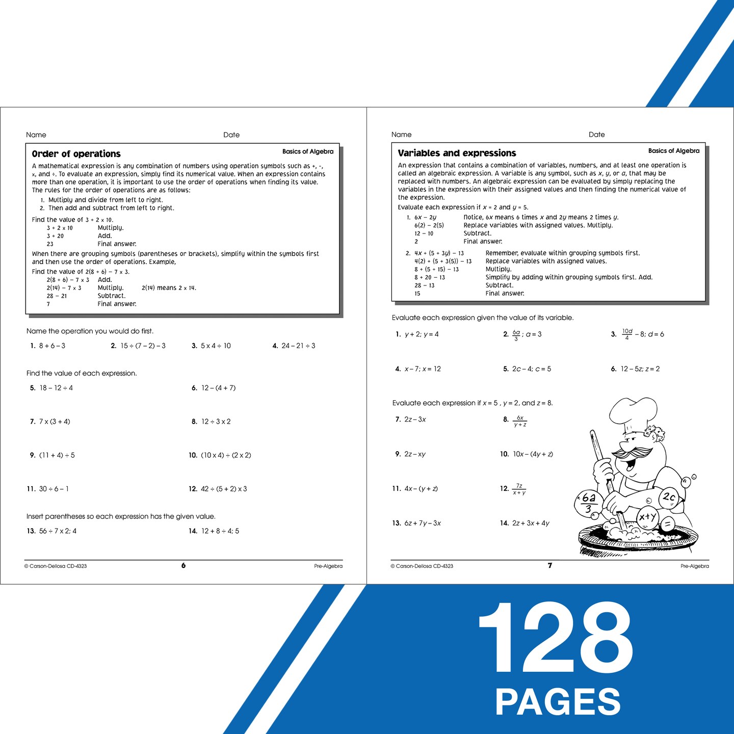Carson Dellosa Pre Algebra Workbook, Middle School Math Book Covering Integers, Fractions, Decimals, Ratio, Square Root, and More, Mathematics Classroom or Homeschool Curriculum