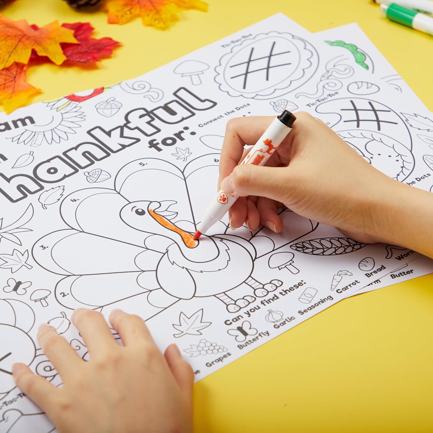 24 Pcs Thanksgiving Coloring Placemats