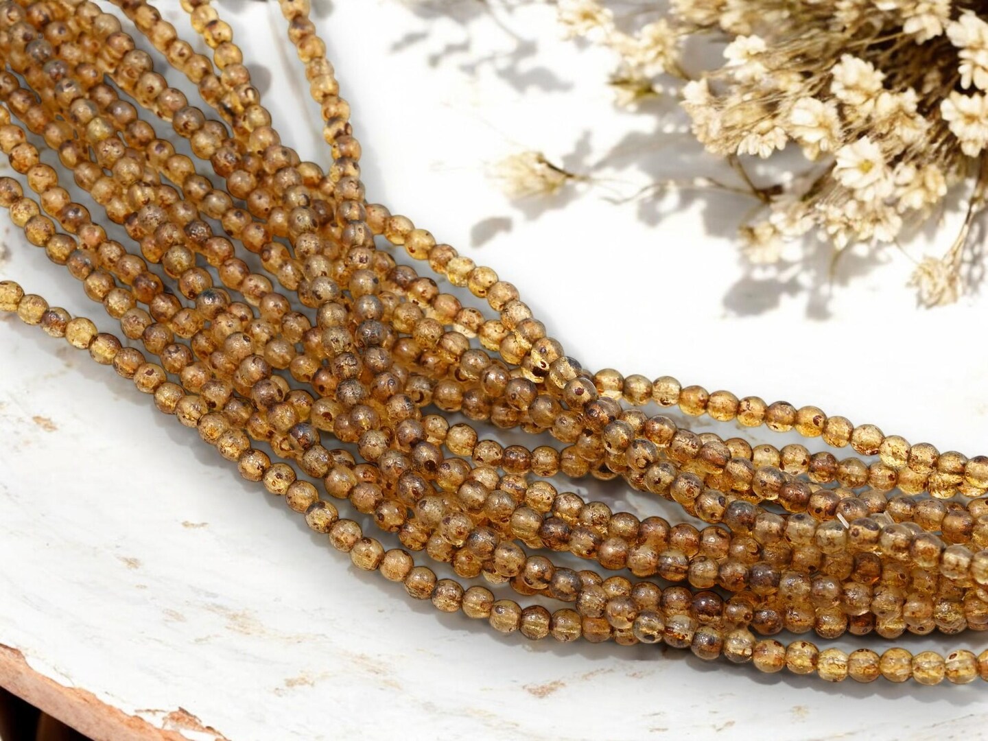 *50* 4mm Etched Crystal Picasso Round Druk Beads