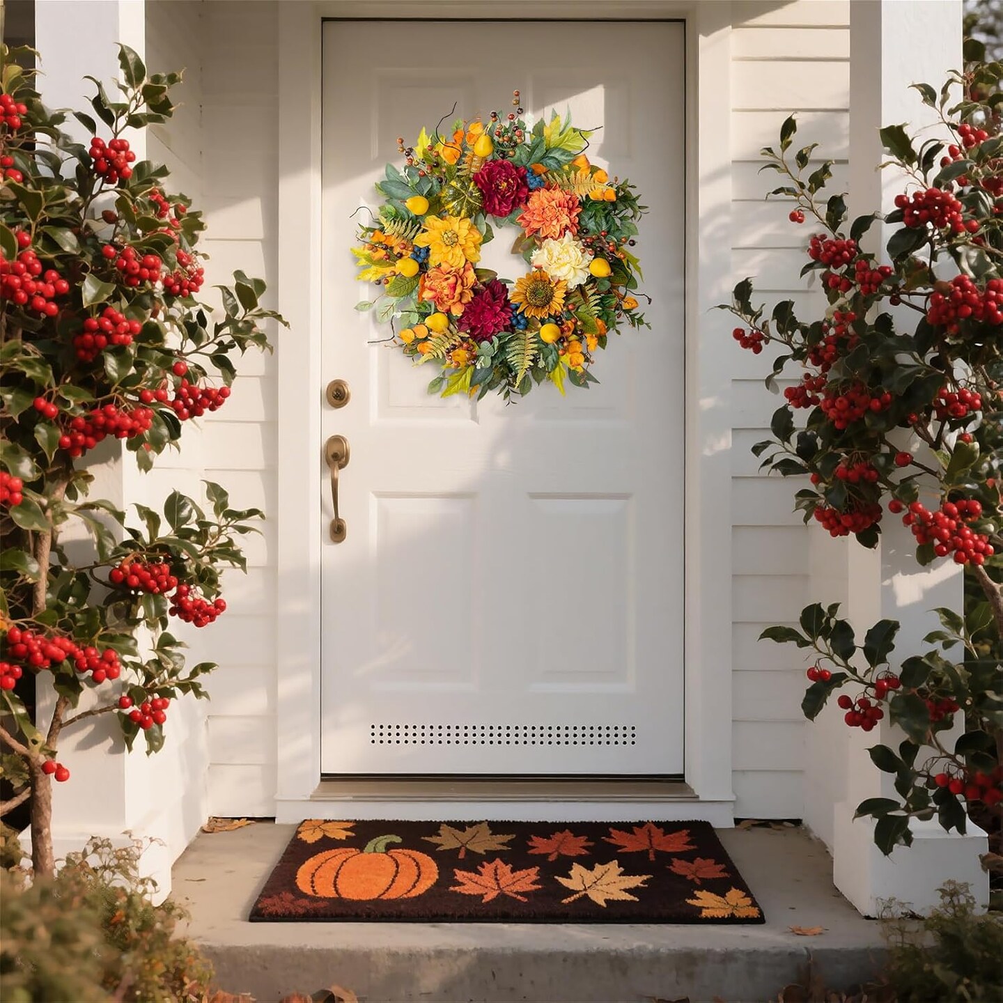 Fall Wreaths for Front Door&#x2013; Autumn Harvest Wreath