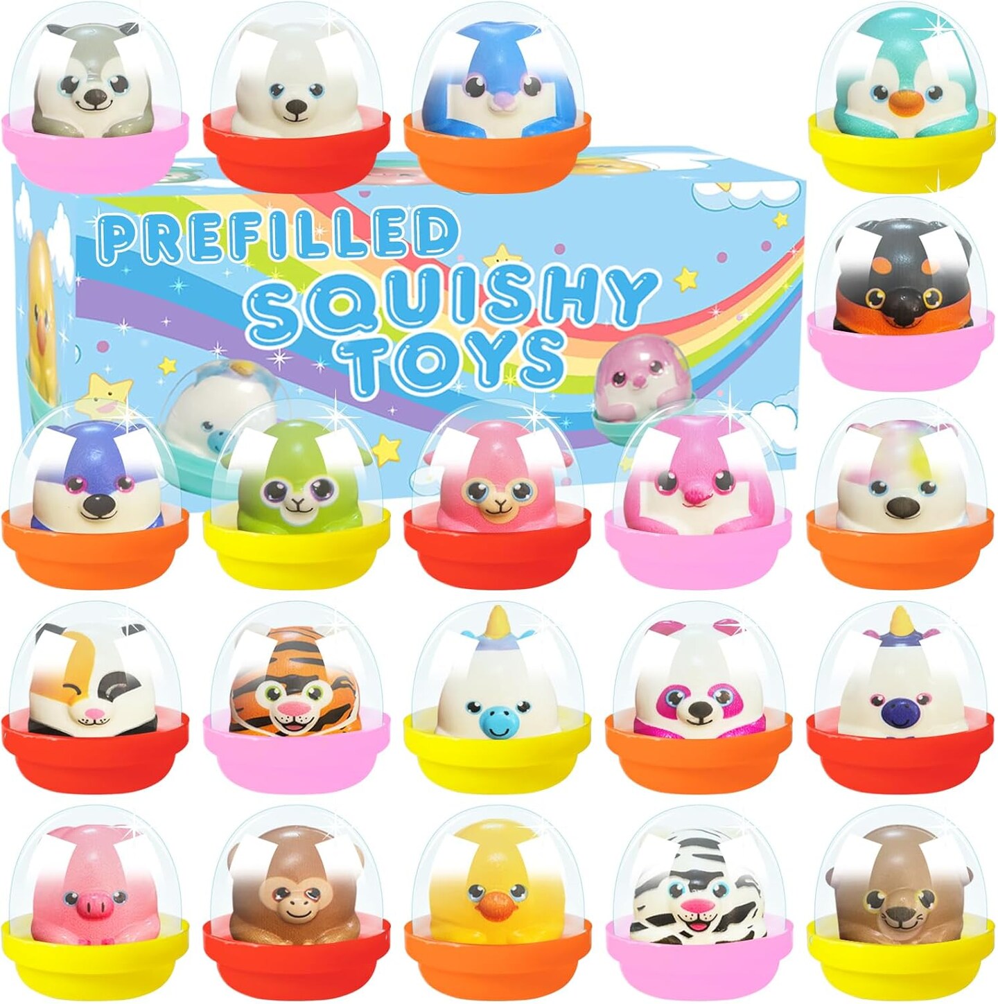 20 PACK Party Favors for Kids Filled with Squishy Toys 1 x 2 x 2 inches