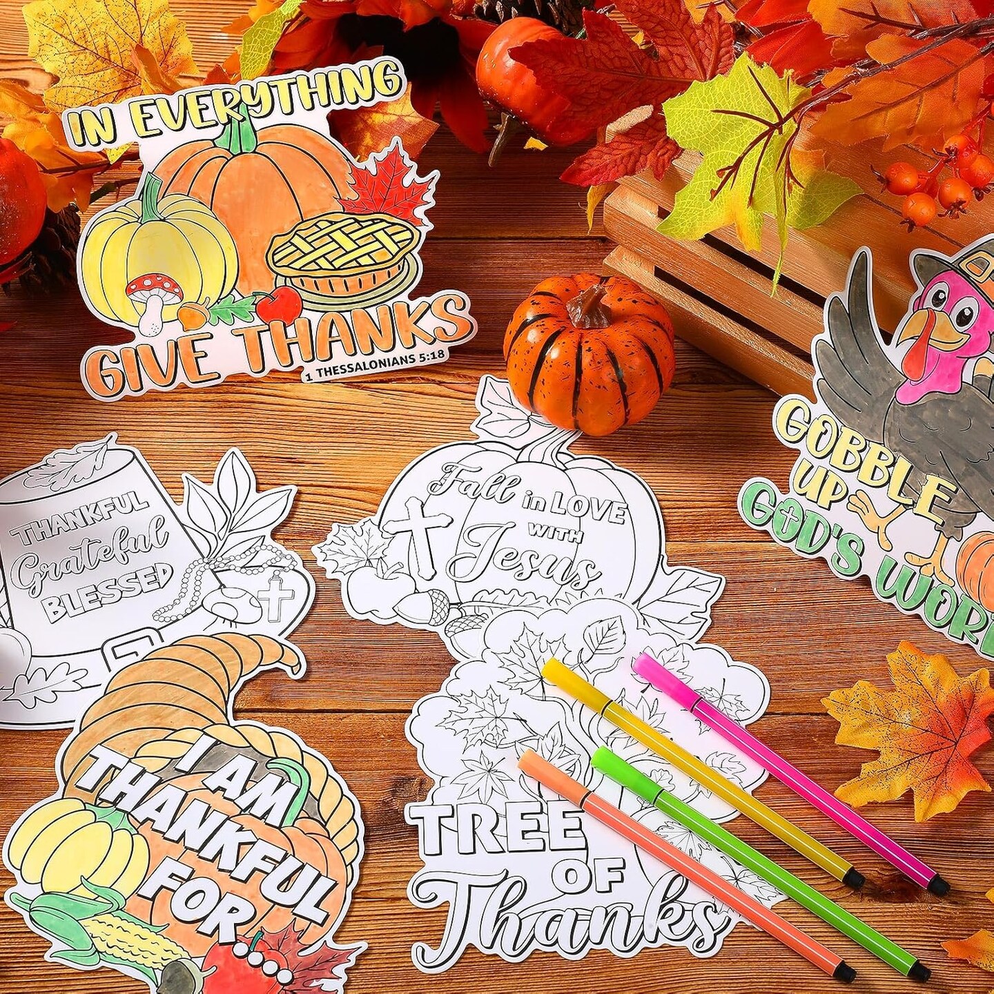 36PCS Thanksgiving Christian Crafts Kit – Turkey, Pumpkin & Jesus DIY Coloring Magnets for Kids, Fall Religious Sunday School Crafts & Autumn Activity Supplies (Thanksgiving) 7.87 x 7.87 x 0.03 inches