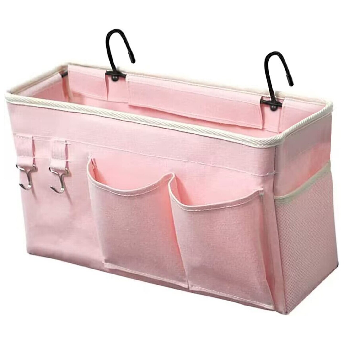 Bedside Caddy/Bedside Storage Bag Hanging Organizer for Bunk and Hospital Beds,Dorm Rooms Bed Rails,Can be Placed Glasses,Books,Mobile Phones,Keys (Light Pink)