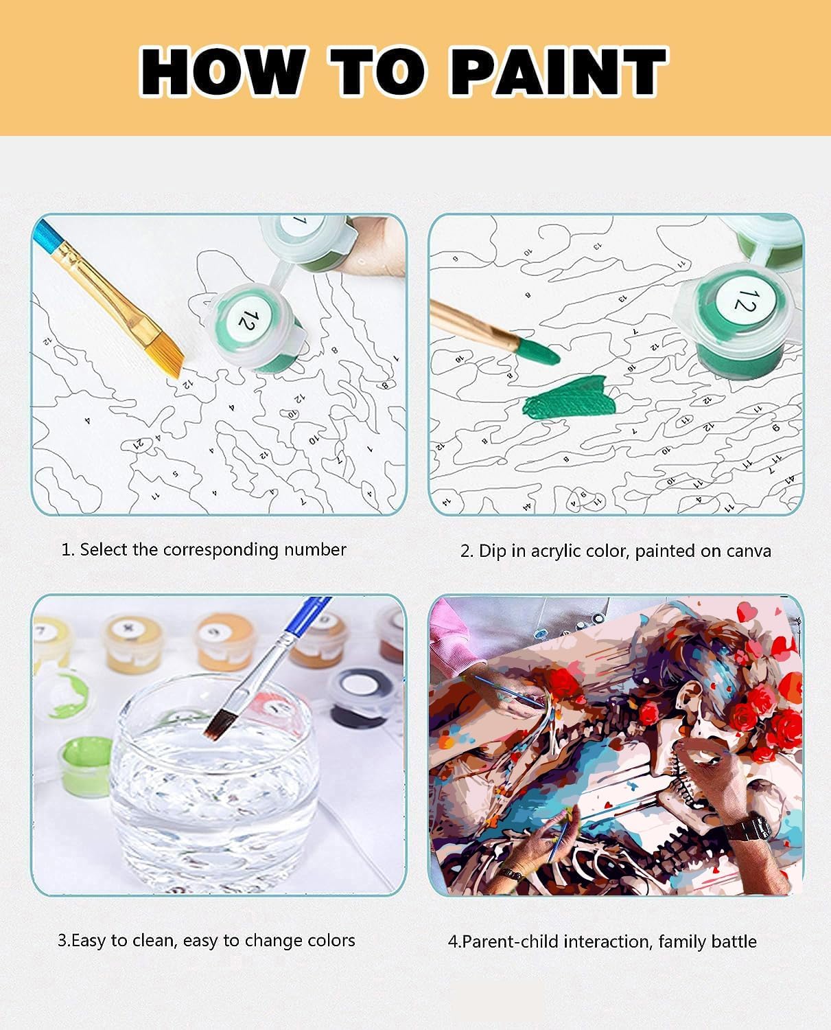 Sugar Skull Paint by Numbers Kit - 16x20in (MT3284)