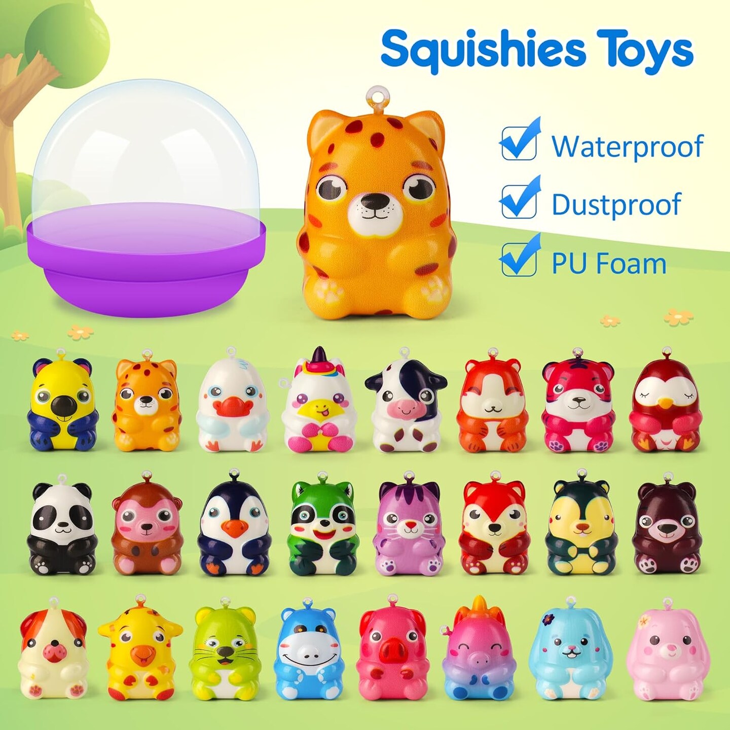Mocoosy 24-Pack Animal Squishy Toys – Mini Kawaii Squishies for Kids, Party Favors, Goodie Bag Stuffers, Pinata Fillers, Classroom & Carnival Prizes, Birthday Gifts for Boys & Girls