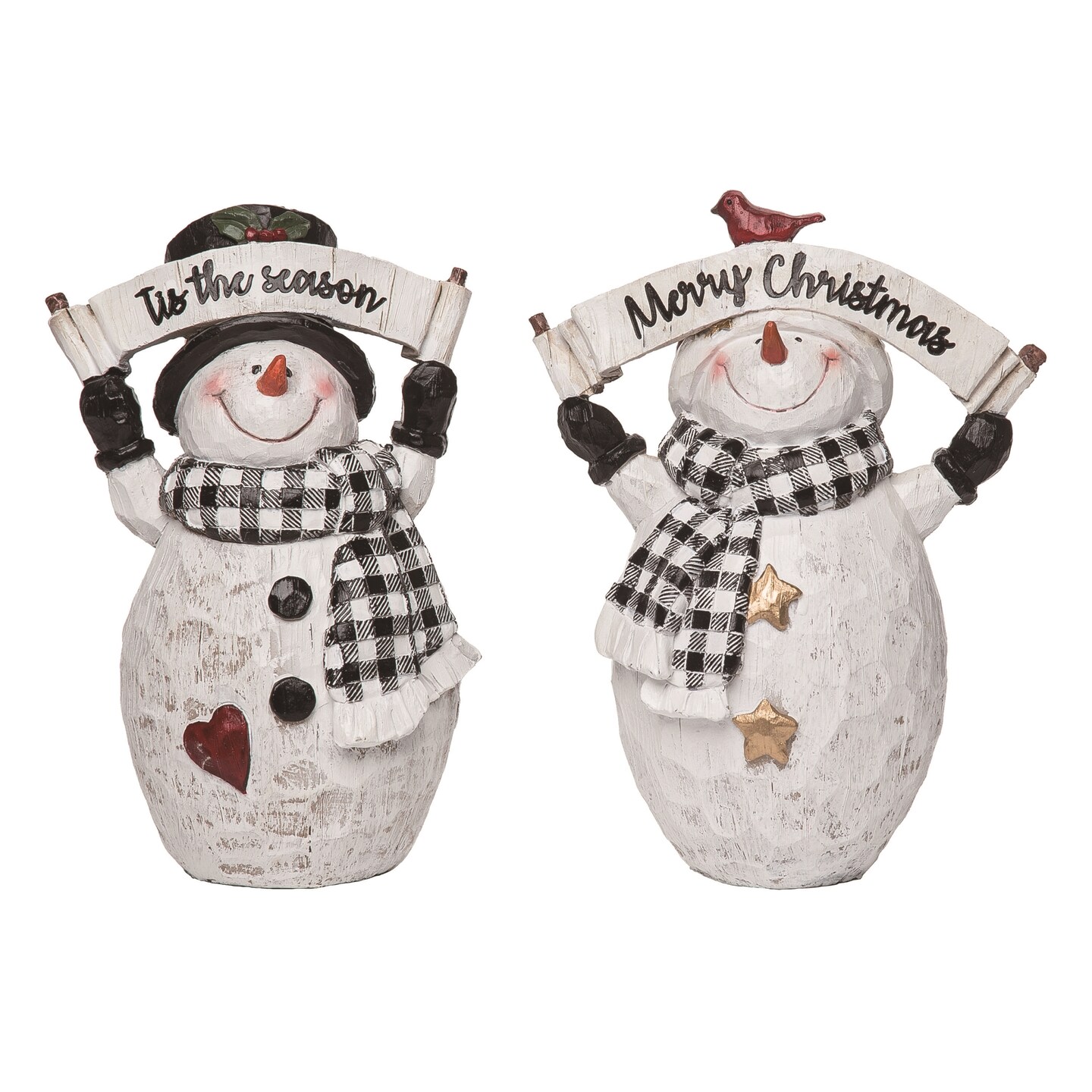 Resin Rustic Snowman Figurine Set of 2 Christmas Decor | Michaels