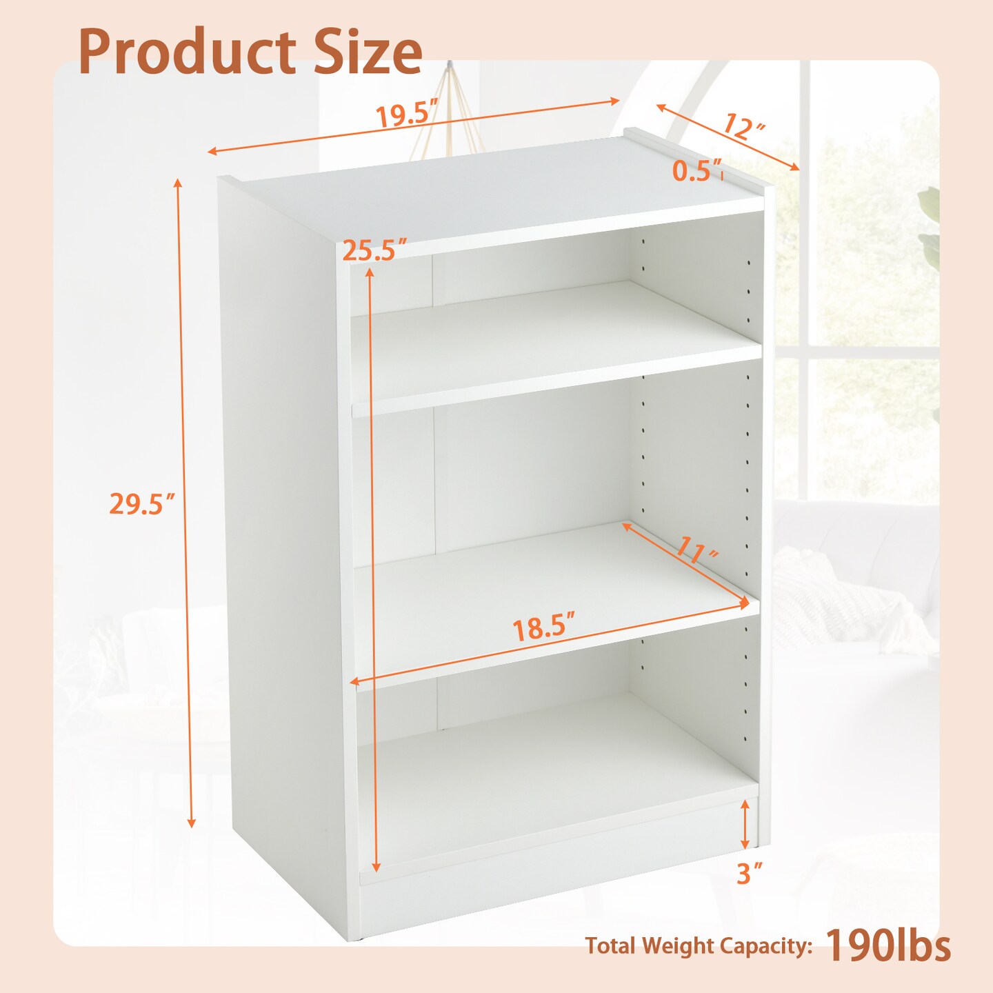 Costway 2 PCS 3-Tier Bookcase Open Multipurpose Display Rack Cabinet with Adjustable Shelves White/Black/Brown
