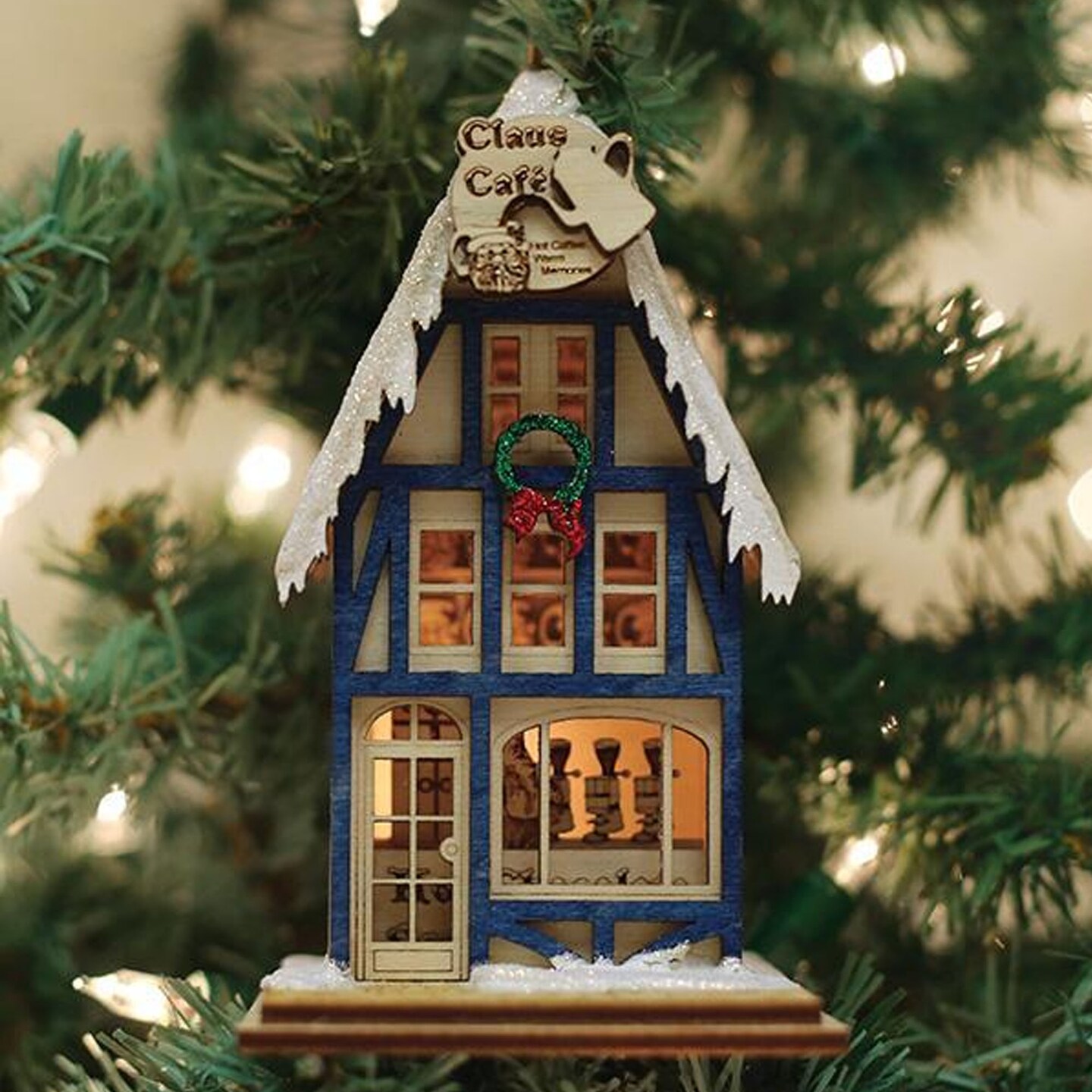 Ginger Cottages 4.75 In Claus Cafe Coffee Shop Tree Ornament , Caffeine Ornament