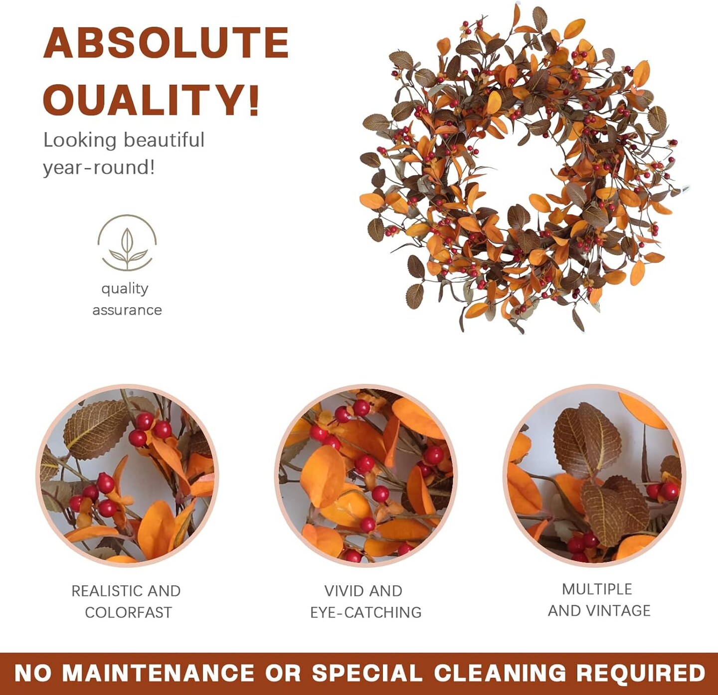 Artificial Fall Wreath with Olive Leaves &#x26; Berries