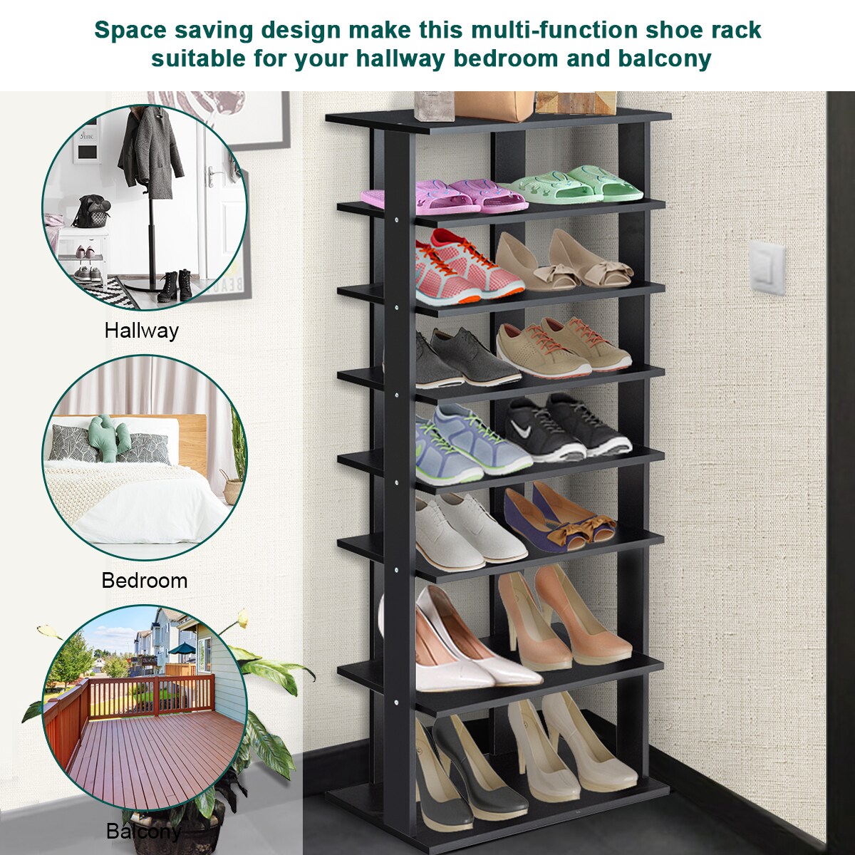 Costway Patented 7-Tier Dual Shoe Rack Practical Free Standing Shelves Storage Shelves Concise