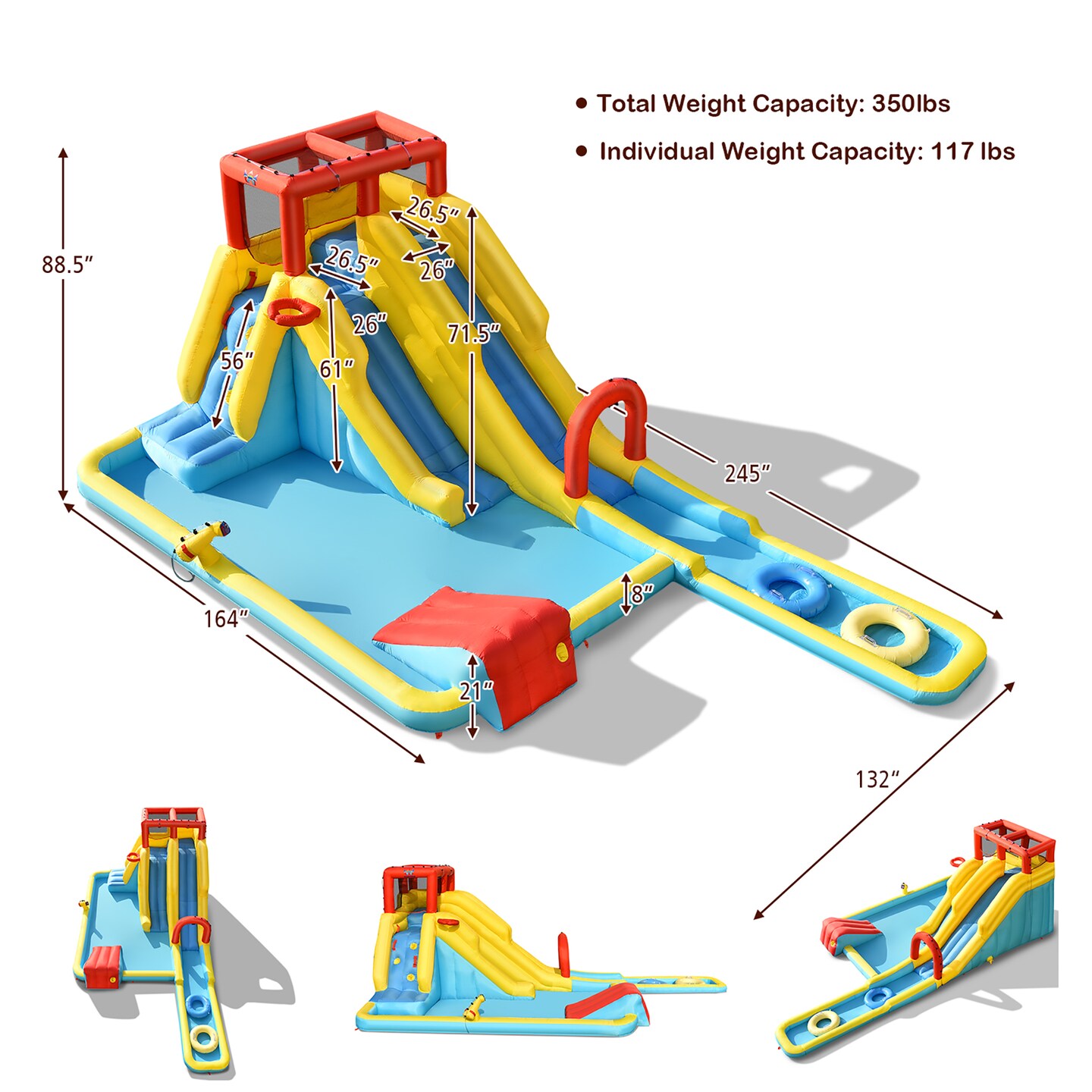 Costway 7 in 1 Inflatable Dual Slide Water Park Climbing Bouncer