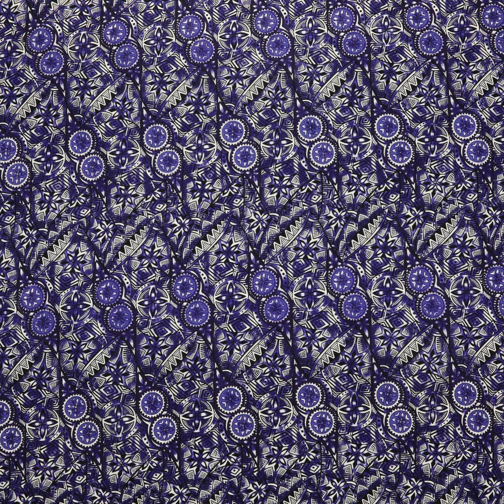 1 Yard Traditional Polynesian Fijian Print Fabric 100% Cotton Light Barkcloth, 45 inches Width