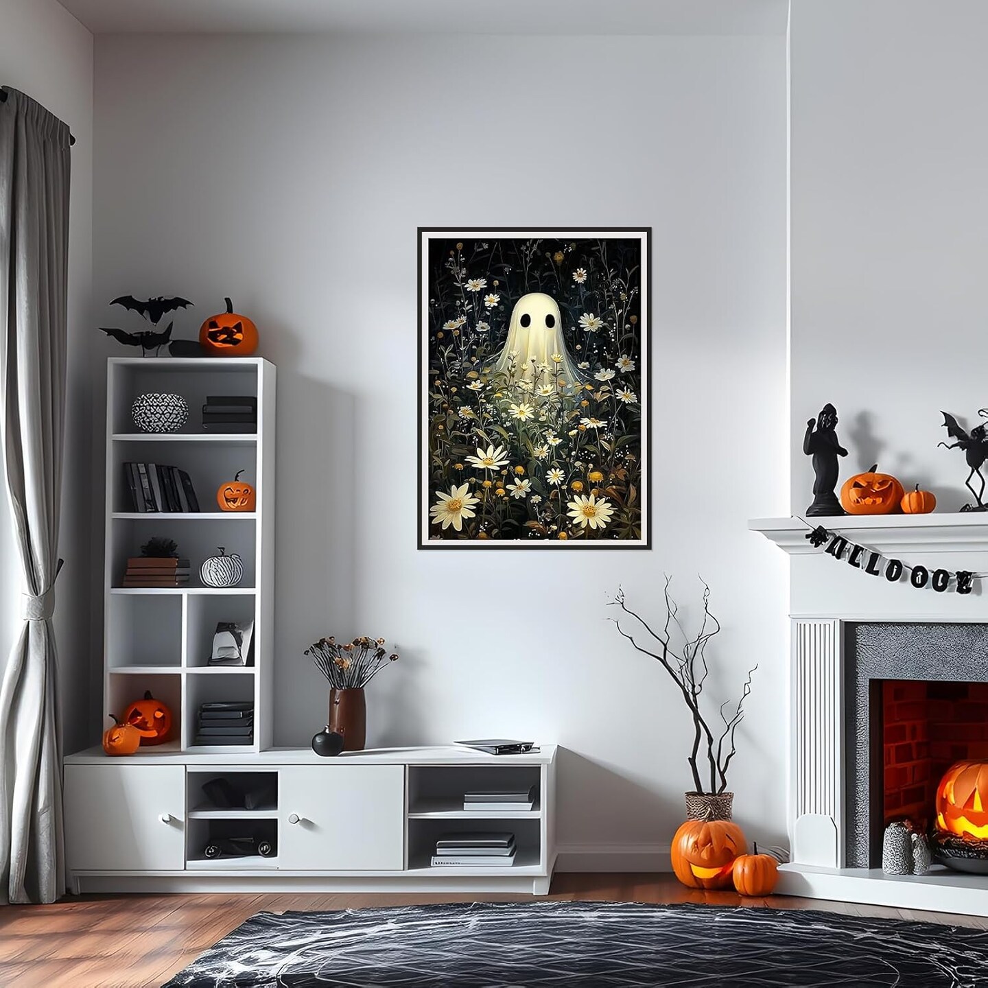 Ghost & Halloween Flower 5D Diamond Painting Kit 12x16” – Full