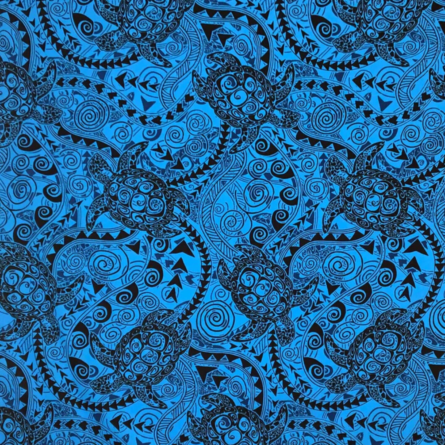 1 Yard Tiki Turtle All Over Cotton Fabric, 45 inches Width