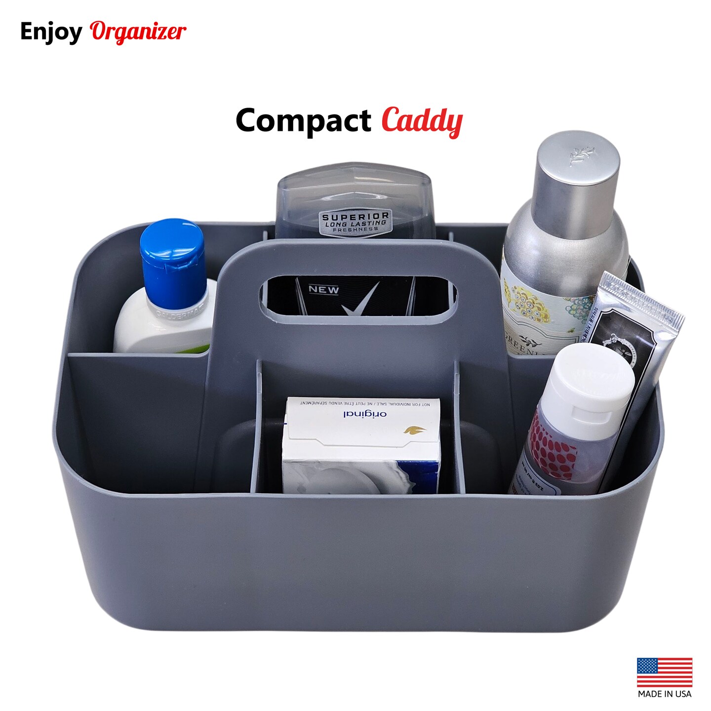 Enjoy Organizer | 3 Small Stackable Portable Simple 6-Compartment Art Marker Caddy - Made In USA