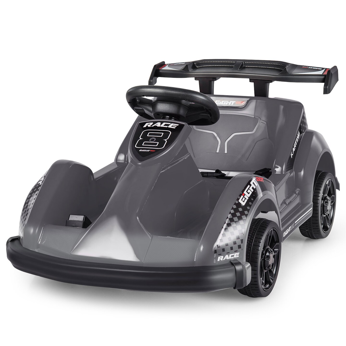 Costway 6V Battery Powered Go Kart Kids Ride On 4 Wheel Racer RC w/ Bumper &#x26; Music