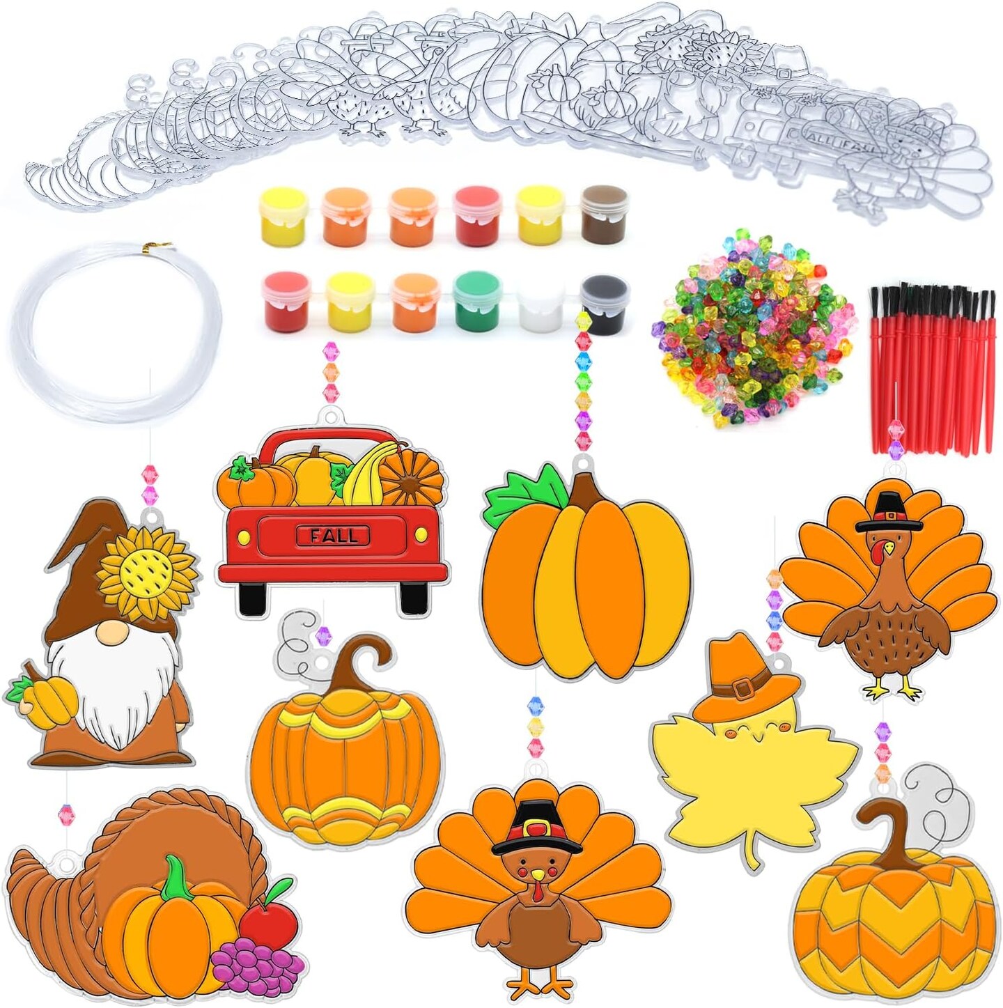 27 Sets Thanksgiving Craft Kits DIY Window Paint Art Suncatchers Craft Kits
