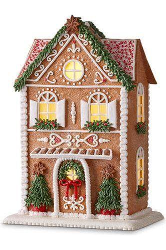 13&#x22; Lighted Gingerbread House with Trees