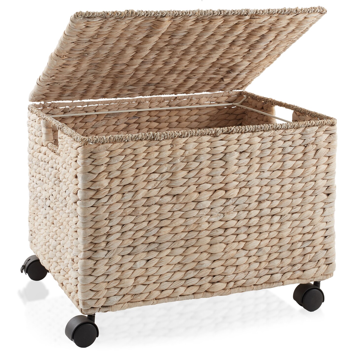 Casafield Rolling Filing Cabinet - Water Hyacinth File Organizer with Lid and Locking Wheels, Home Office Storage for Hanging Folders