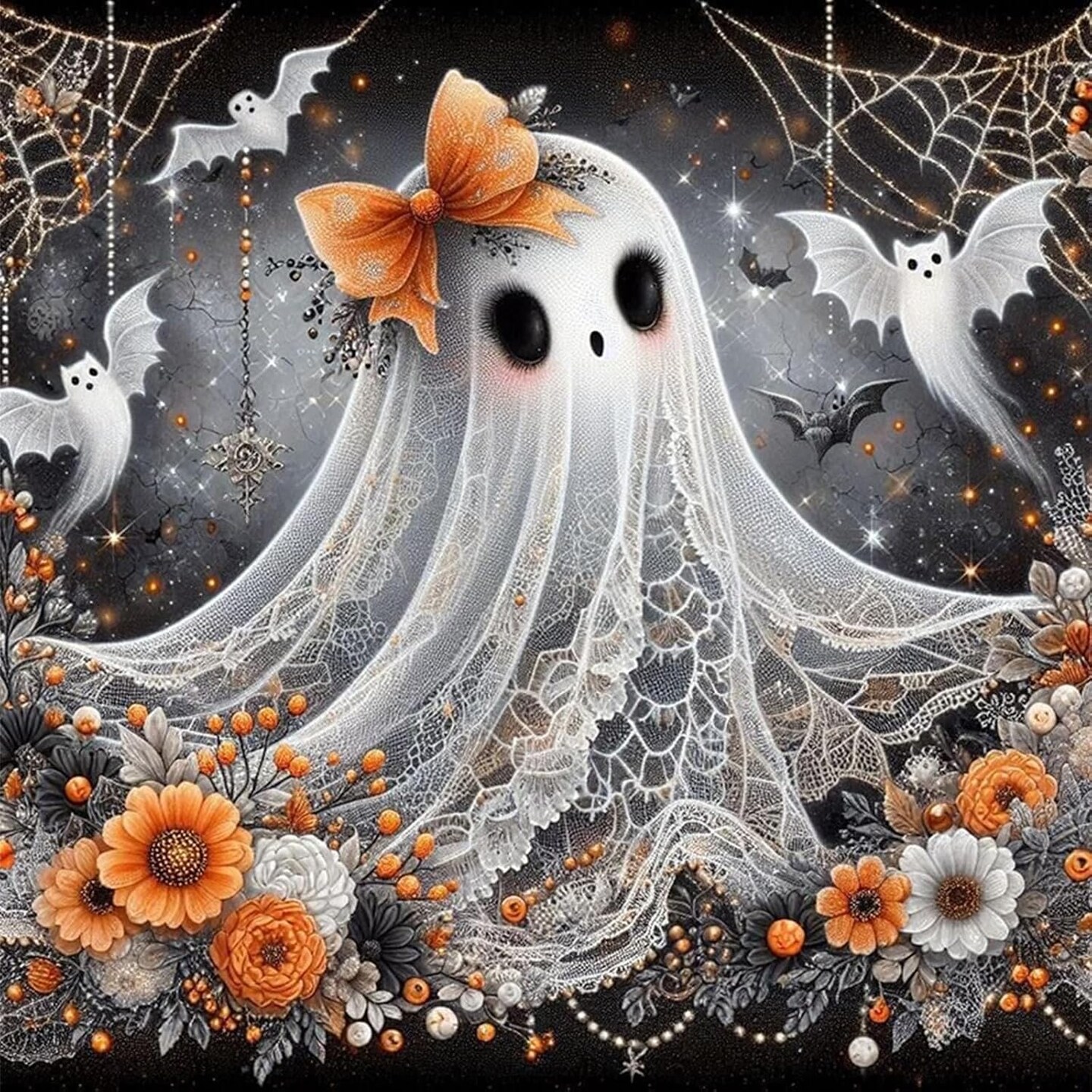 Halloween Ghost Diamond Art Kits for Adults Beginners, 5D DIY Full