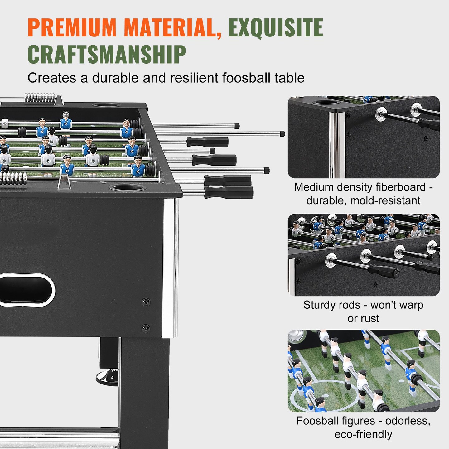 55" Foosball Table, Standard Size Indoor Soccer Game Table with Balls and Cup Holders