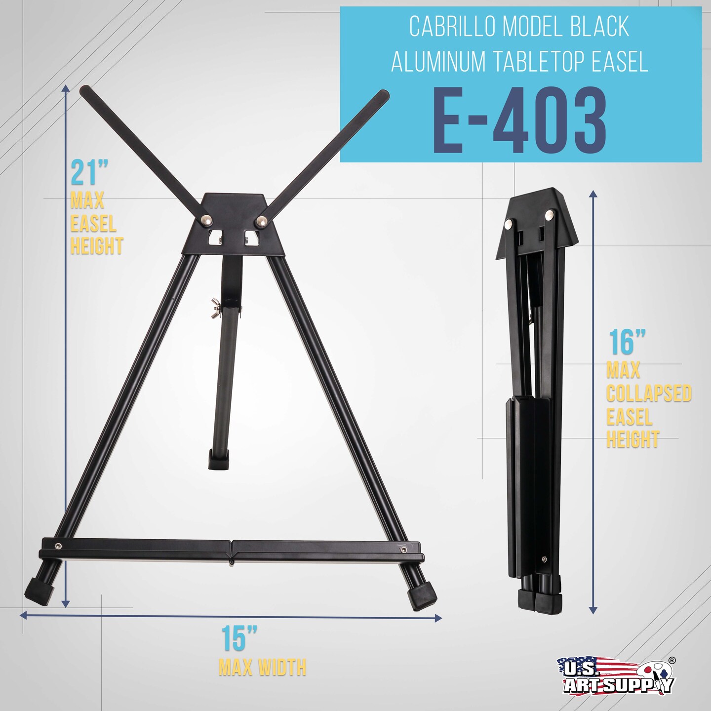 Tabletop Easel for Painting - 15" to 21" Adjustable Metal Stand - Portable Art Easels for Display - Holds Canvas, Whiteboards, Posters, Signs, Drawings & More