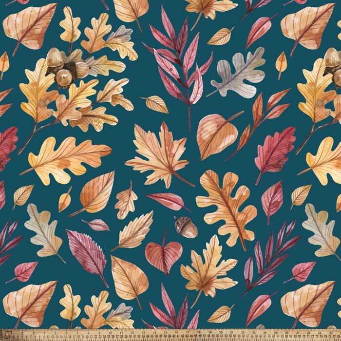 Colors of Fall Blue Anti-Pill Premium Fleece Fabric | By The Yard