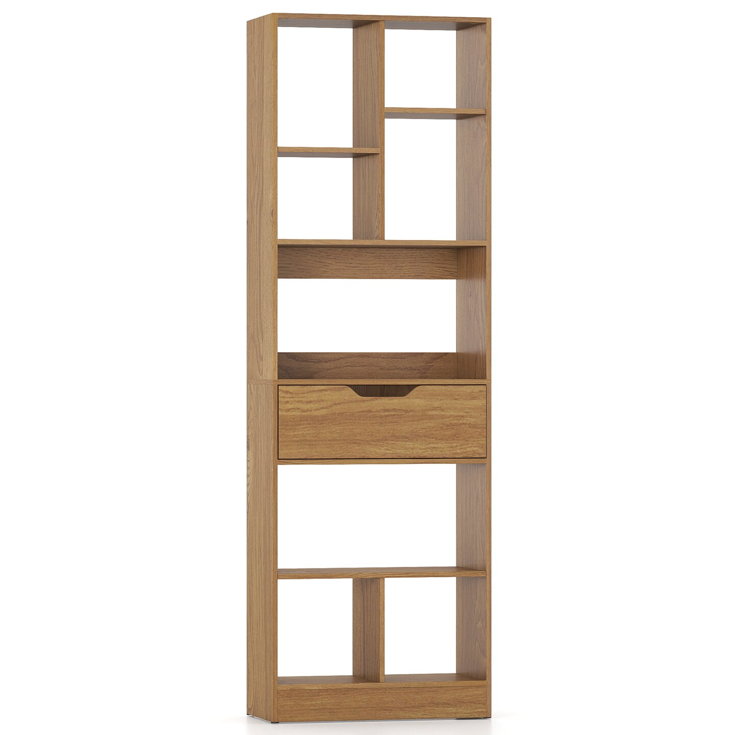 61 Inch Tall Freestanding Bookcase with 8-Cube Storage and Drawer