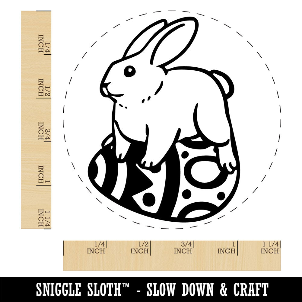 Easter Bunny Rabbit on Egg Spring Rubber Stamp for Stamping Crafting Planners