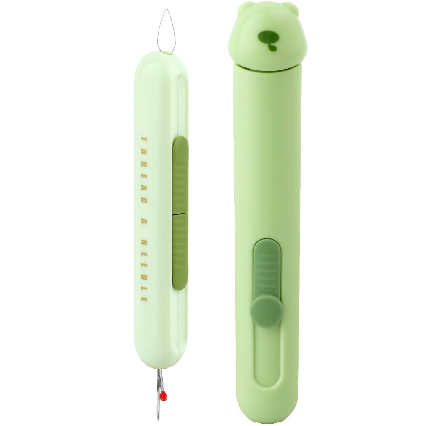 Automatic Needle Threaders Seam Ripper, Upgraded 3 in 1 Sewing Needle Threader Tool, Stretchable Quick Seam Rippers with Needle Storage for Hand Quilling, Embroidery Stitch Removal(Green)