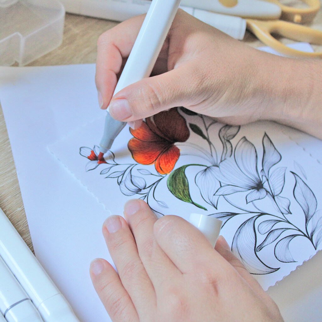 Angels Craft 24 Count Dual Tip Alcohol Markers in Primary Colors Includes Clear Plastic Storage Case