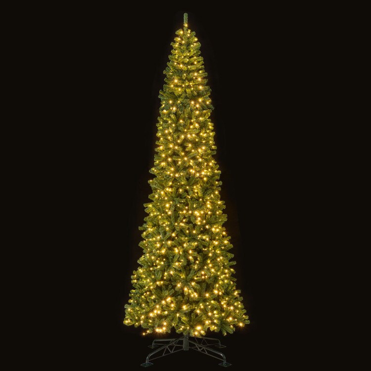 12FT Artificial Christmas Tree Prelit Hinged Design with 2536 PVC Tips