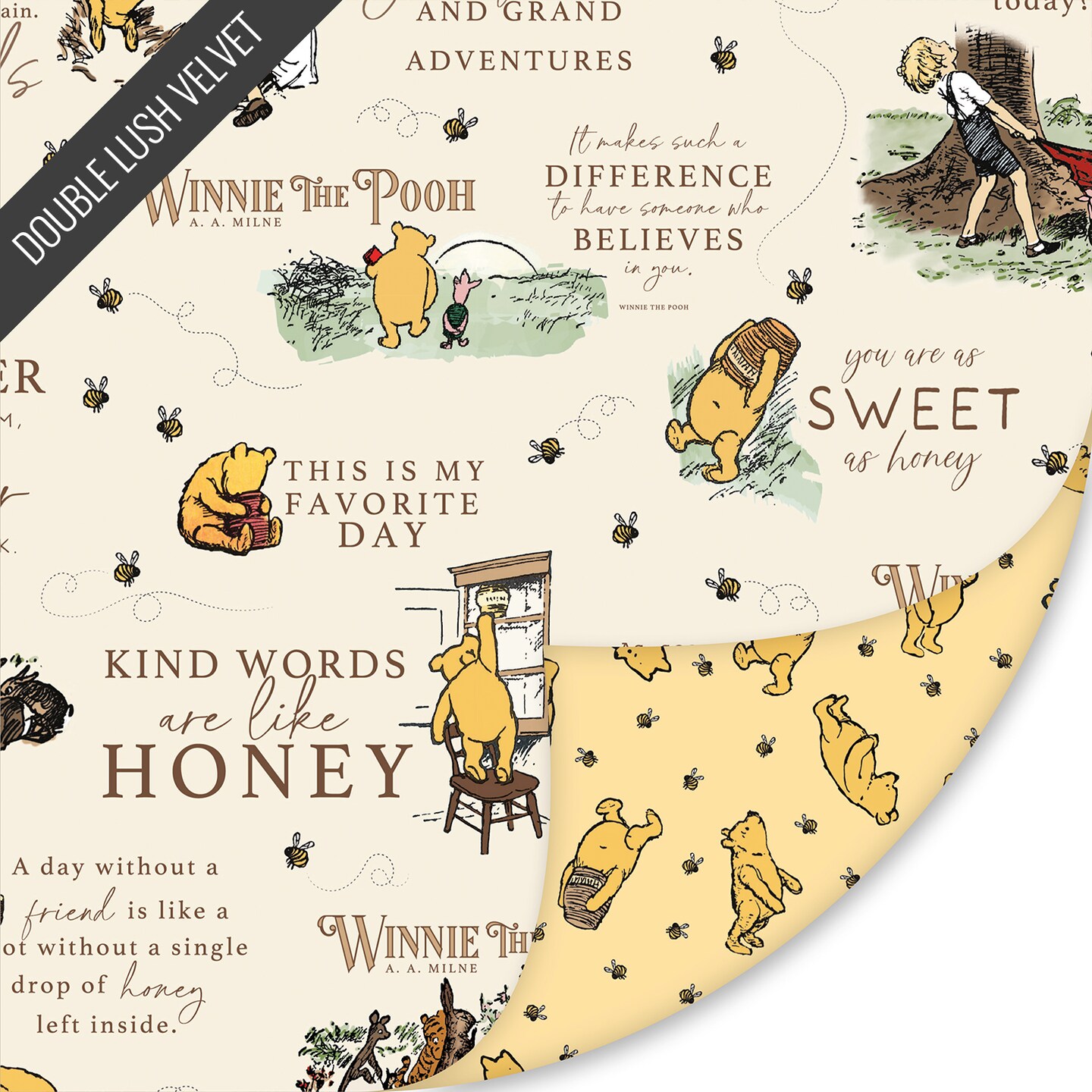 Winnie the Pooh Double Lush Velvet (lv17361) | Double Lush Velvet | Riley Blake Designs | Riley Blake