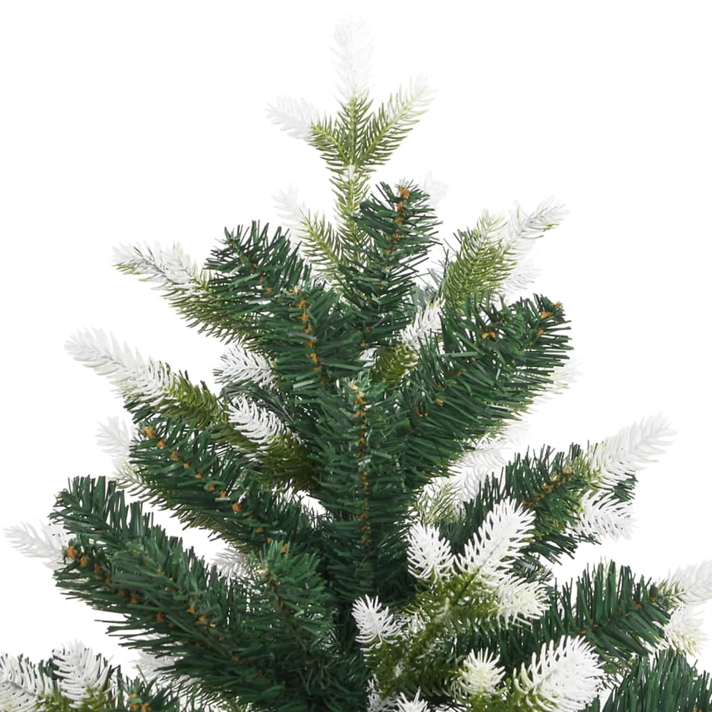 vidaXL Artificial Hinged Christmas Tree Green and white PVC 4 ft