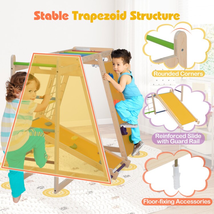 Kids 6-in-1 Indoor Jungle Gym with Slide, Climbing Ramp, and Ball Play for Ages 3-14