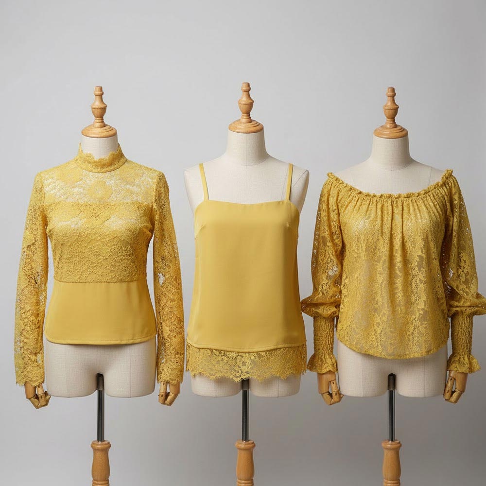 1 Yard Mustard Stretch Lace Polyester & Spandex Fabric for Apparel and Crafts 54/55 Inch Width